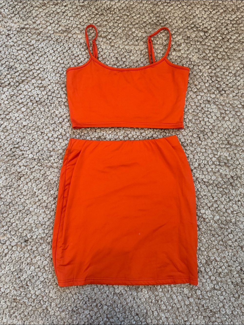 Orange Bodycon Midi Skirt - Women